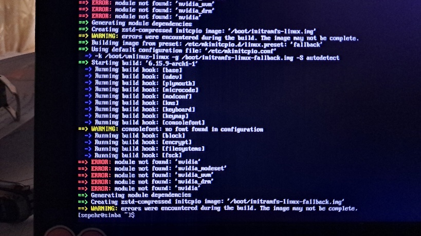 ارور nvidia در مراحل نصب omarchy